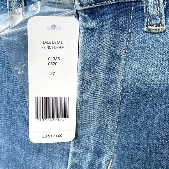 NWT $129 bebe | Lace-Up Detail | Skinny Jeans | w/Criss Cross Lacing in Blue - Picture 9 of 12